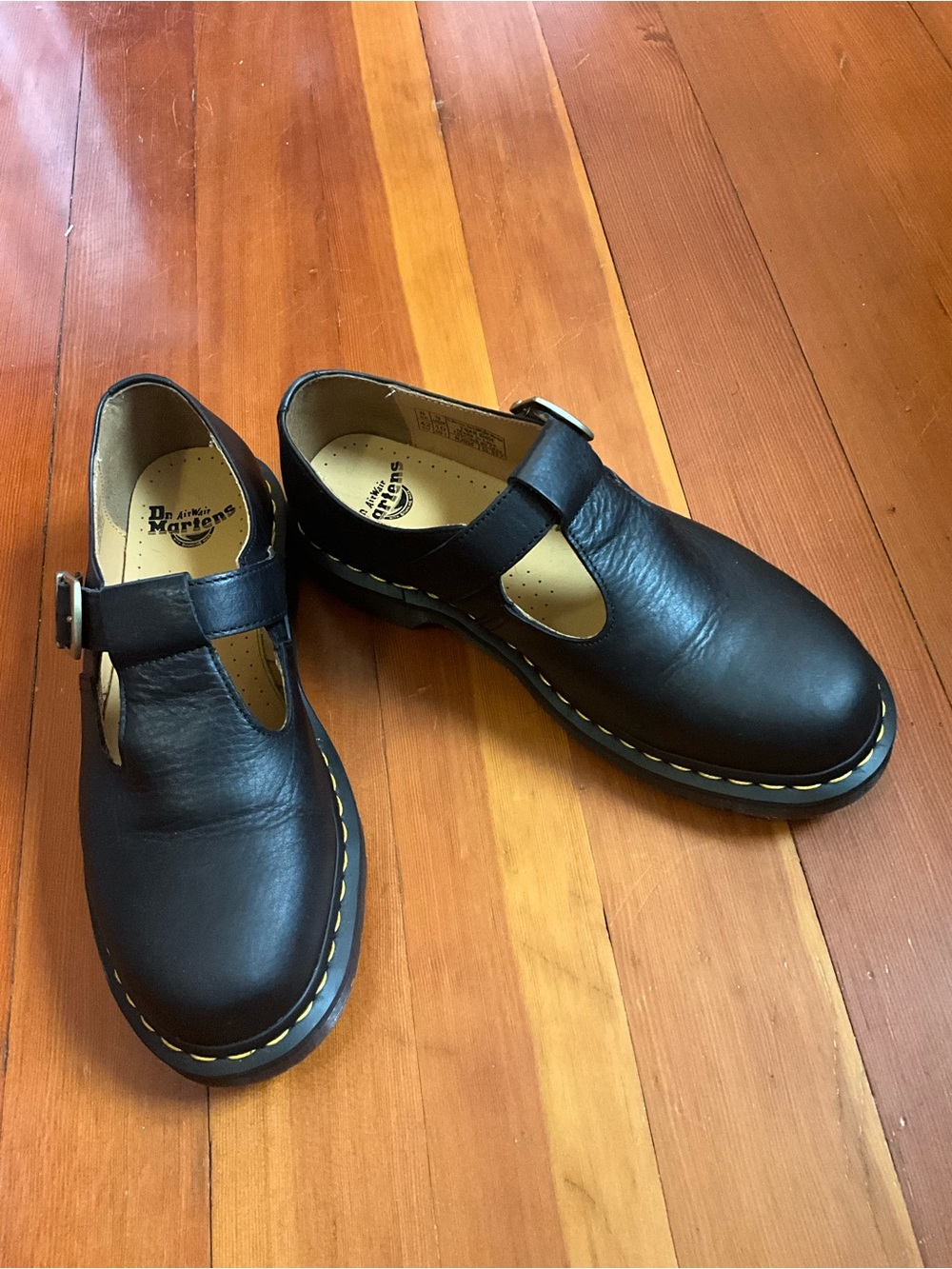 Dr. Martens Black T Bar Leather Mary Janes M9 W10 - Picture 4 of 7